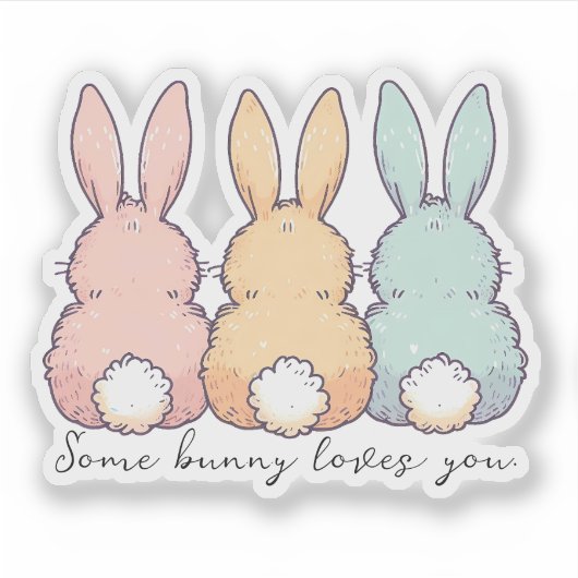Some Bunny Loves You Aangepaste Contour Sticker (Voorkant)