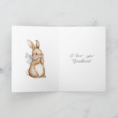 Some Bunny Loves You Blue Bow Kaart (Binnen)