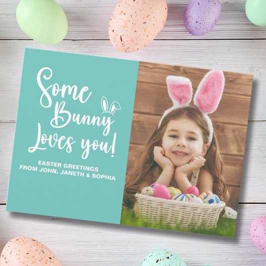 Some Bunny Loves You Cute Easter Photo Kaart