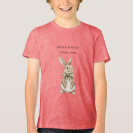Some Bunny Loves You Green Bow Easter Tri-Blend Shirt