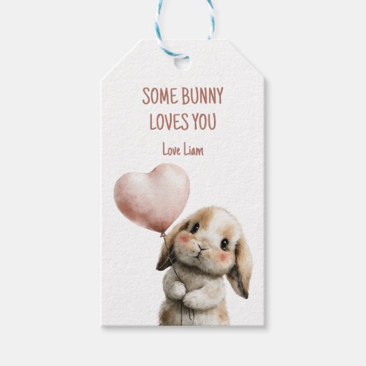 Some Bunny Loves You met Hart Ballon Cadeaulabel (Voorkant)