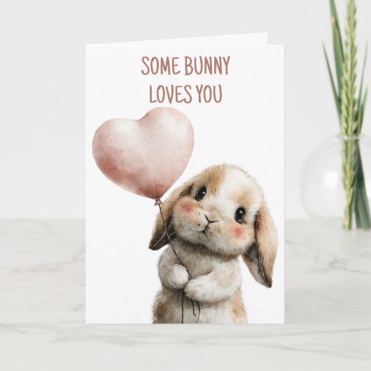 Some Bunny Loves You met Hart Ballon Kaart (Voorkant)
