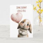 Some Bunny Loves You met Hart Ballon Kaart (Gele Bloem)