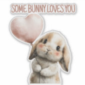Some Bunny Loves You met Hart Ballon Sticker (Voorkant)