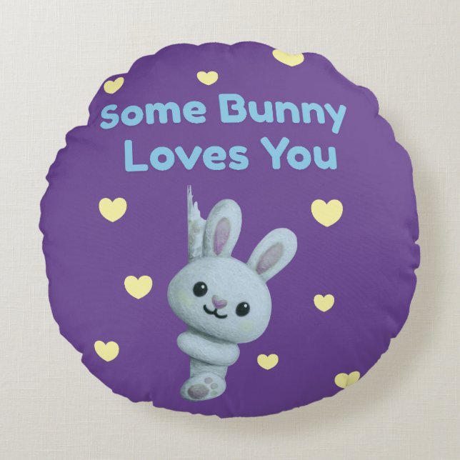 Some Bunny Loves You Rond Kussen (Voorkant)