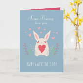Some Bunny Loves You Schattige Valentijn Kaart (Gele Bloem)