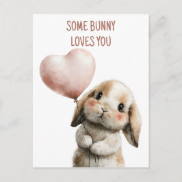 Some Bunny Loves You with Heart Balloon Briefkaart