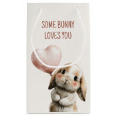 Some Bunny Loves You with Heart Balloon Klein Cadeauzakje (Achterkant)