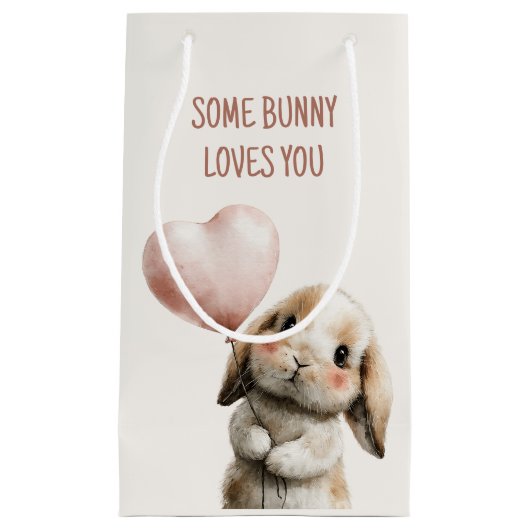 Some Bunny Loves You with Heart Balloon Klein Cadeauzakje (Voorkant)