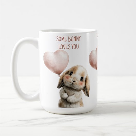 Some Bunny Loves You with Heart Balloon Koffiemok (Links)