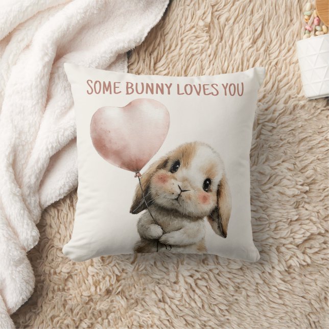 Some Bunny Loves You with Heart Balloon Kussen (Deken)