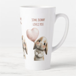 Some Bunny Loves You with Heart Balloon Latte Mok