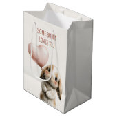 Some Bunny Loves You with Heart Balloon Medium Cadeauzakje (Voorkant Gekanteld)
