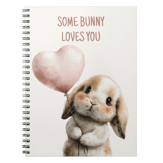 Some Bunny Loves You with Heart Balloon Notitieboek (Voorkant)