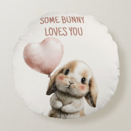 Some Bunny Loves You with Heart Balloon Rond Kussen