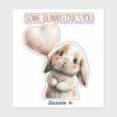 Some Bunny Loves You with Heart Balloon Sticker (Vel)