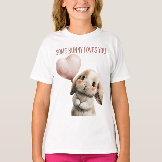 Some Bunny Loves You with Heart Balloon T-shirt (Voorkant)