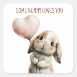 Some Bunny Loves You with Heart Balloon Vierkante Sticker