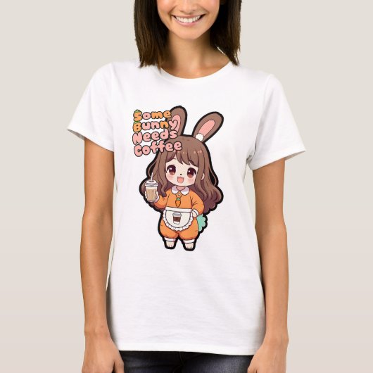 Some Bunny Needs Coffee T-shirt (Voorkant)