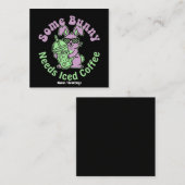  Some Bunny Needs Iced Coffee Retro Spring Easter  Vierkante Visitekaartje (Voorkant / Achterkant)