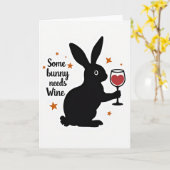Some Bunny Needs Wine Card Kaart (Gele Bloem)