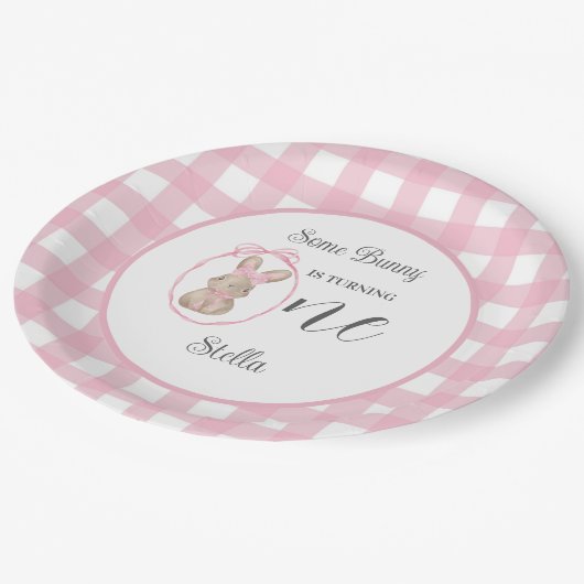 Some Bunny Paper Plate 1st Birthday Party Papieren Bordje (Gekanteld)