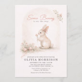 Some Bunny Roze Coquette Strik Babyshower Kaart (Voorkant)
