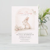 Some Bunny Roze Coquette Strik Babyshower Kaart (Staand voorkant)
