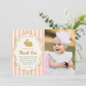 Some Bunny Roze & Gouden Verjaardagsfoto Bedankt (Staand voorkant)
