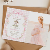 Some Bunny Roze Strik Das Baby Shower Foto Kaart