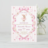 Some Bunny Roze Strik Das Baby Shower Kaart (Staand voorkant)