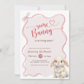 Some Bunny Roze Strikje Baby Shower Kaart (Voorkant)