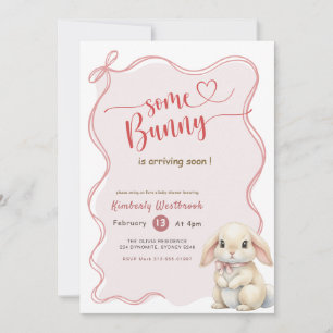 Some Bunny Roze Strikje Baby Shower Kaart
