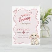 Some Bunny Roze Strikje Baby Shower Kaart (Staand voorkant)