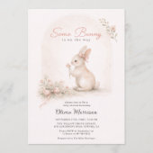 Some Bunny Roze Strikje Lente Baby Shower Kaart (Voorkant)
