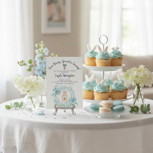 Some Bunny Special Is Coming Wreath Baby Shower  Kaart