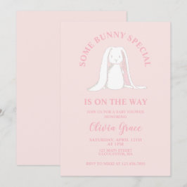 Some Bunny Special Roze Gingham Baby Shower Kaart