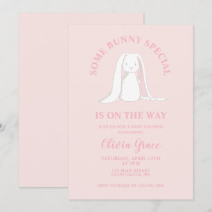 Some Bunny Special Roze Gingham Baby Shower Kaart