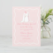 Some Bunny Special Roze Gingham Baby Shower Kaart (Staand voorkant)