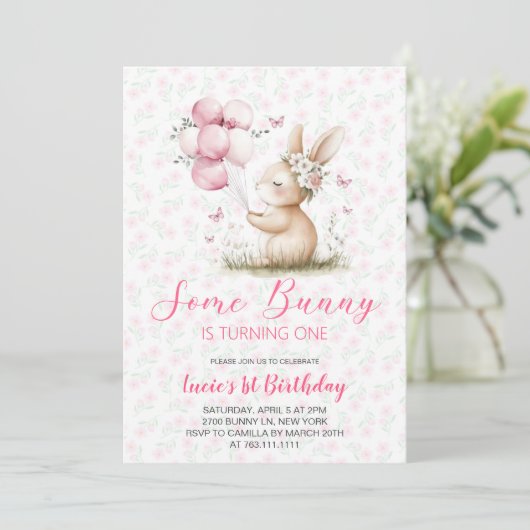 Some Bunny spring Birthday Party  Kaart (Staand voorkant)