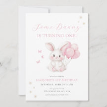 Some Bunny Spring Girl Roze Konijn Eerste Verjaard
