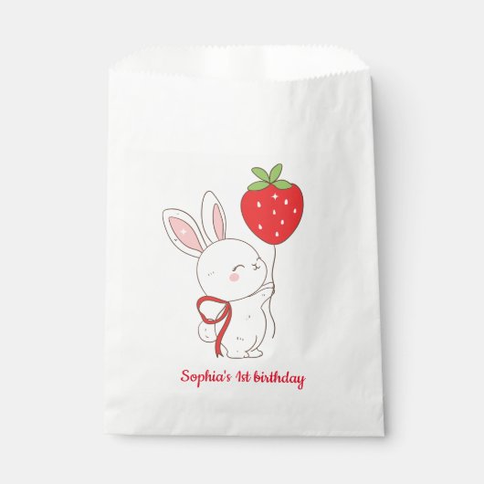 Some Bunny Strawberry Balloon Birthday Bedankzakje (Voorkant)