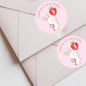 Some Bunny Strawberry Balloon Birthday Ronde Sticker