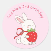 Some Bunny Strawberry Birthday Ronde Sticker (Voorkant)