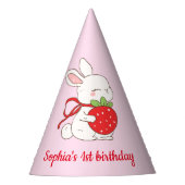 Some Bunny Strawberry Pink Birthday Feesthoedjes (Voorkant)