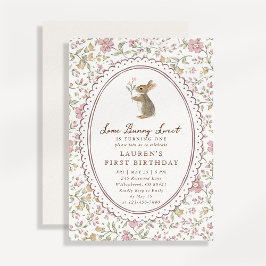 Some Bunny Sweet Floral Bunny Eerste Verjaardag Kaart