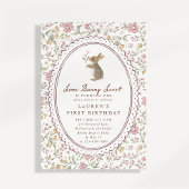 Some Bunny Sweet Floral Bunny First Birthday  Kaart