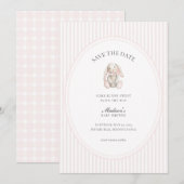 Some Bunny Sweet Pink Baby Shower Save the Date Kaart (Voorkant / Achterkant)