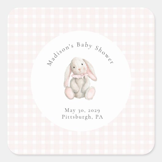Some Bunny Sweet Pink Baby Shower  Vierkante Sticker (Voorkant)
