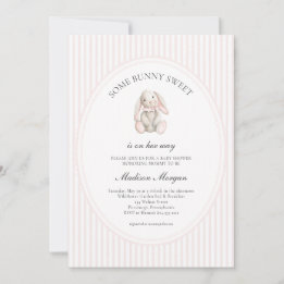 Some Bunny Sweet Pink Girl Baby Shower  Kaart